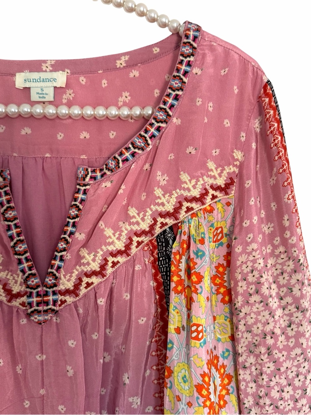 Sundance Rose Mixed-Print Boho Tunic - Picture 4 of 10